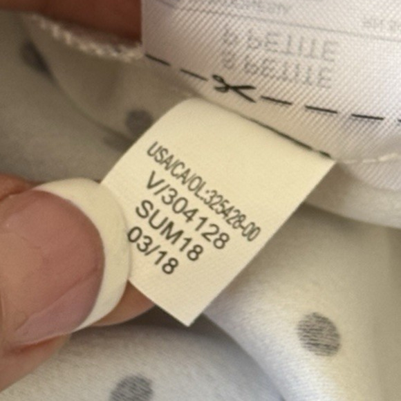 Banana Republic Womens Blouse White Short Sleeve Ruffle Top Polka Dot Classic, S - Picture 7 of 7